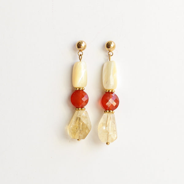 boucles acier cornaline nacre citrine bijou