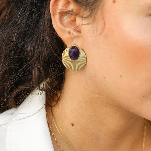 boucles acier inoxydable améthyste cadeau