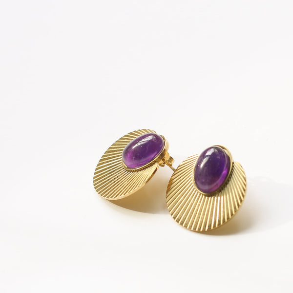boucles acier inoxydable améthyste bijou