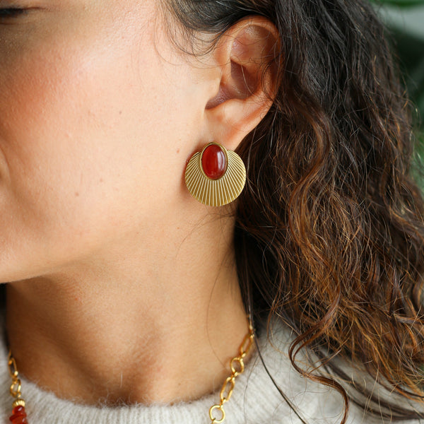 boucles acier inoxydable cornaline lithothérapie