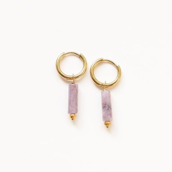 boucles anneau acier lépidolite créateur