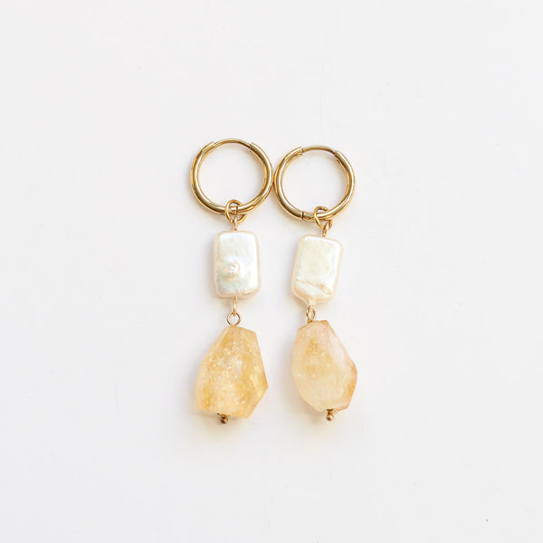 boucles anneau acier nacre citrine créateur