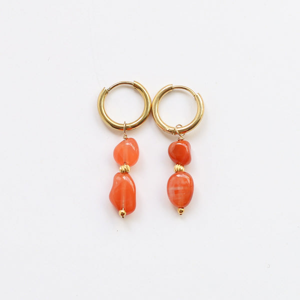 boucles anneaux acier cornaline créateur