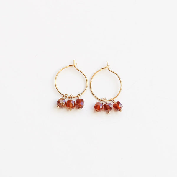 boucles créole acier grenat orange femme