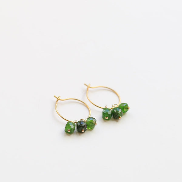 boucles créole acier grenat vert cadeau