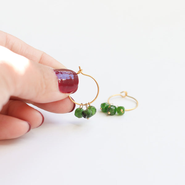 boucles créole acier grenat vert créateur