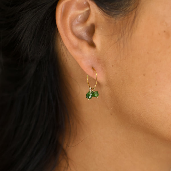boucles créole acier grenat vert doré