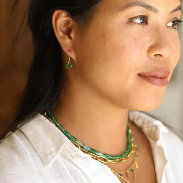 boucles créole acier grenat vert femme