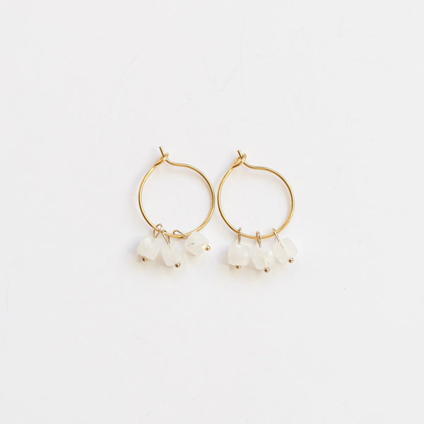 boucles créole acier pierre lune femme