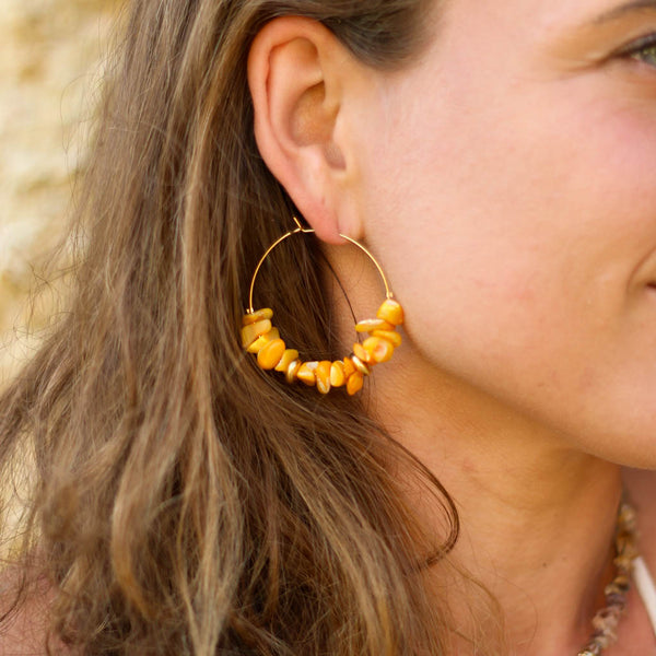 boucles creole nacre jaune waterproof