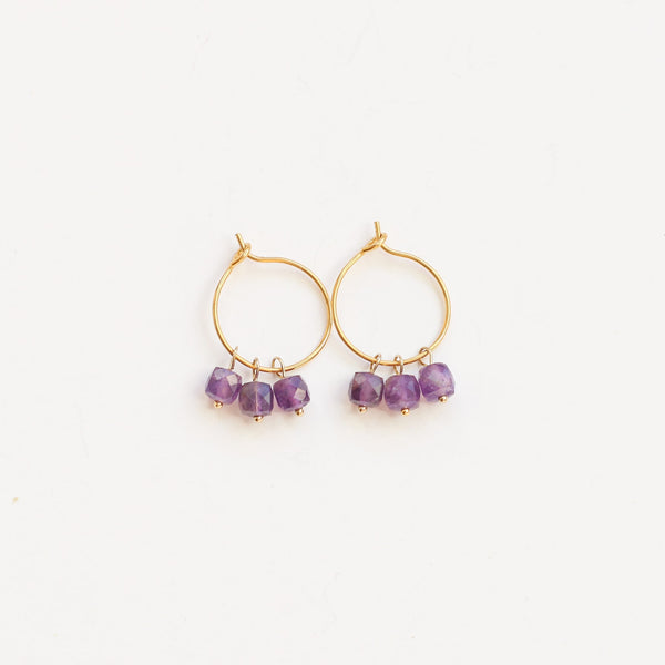 boucles mini créole acier améthyste bijou