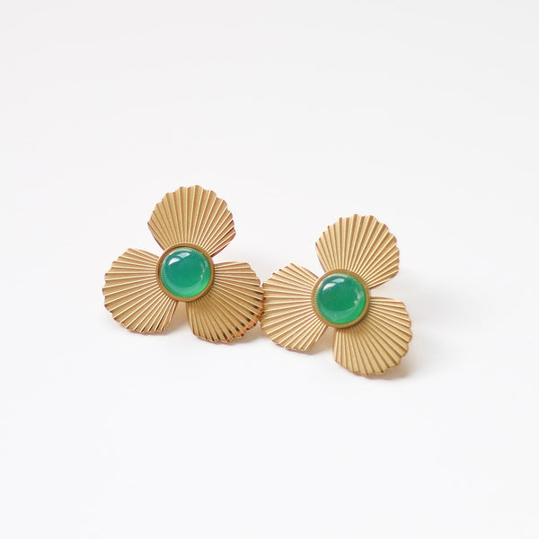 boucles flora acier agate verte créateur