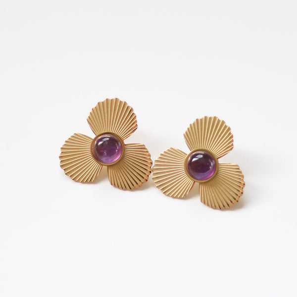 boucles oreilles flora acier améthyste créateur