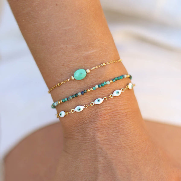 bracelet agate herbe vert acier