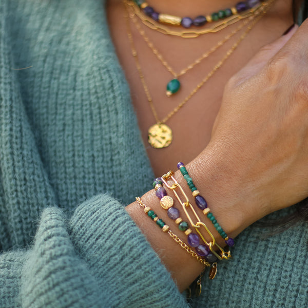 bracelet améthyste aventurine acier créateur