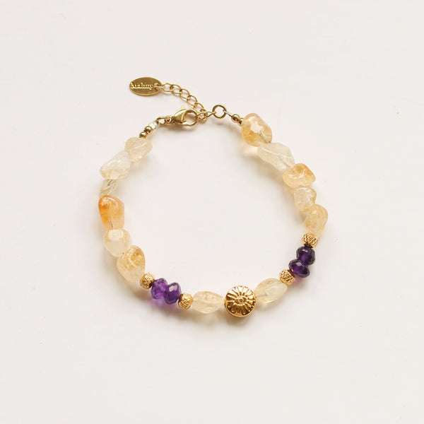 bracelet améthyste citrine acier femme