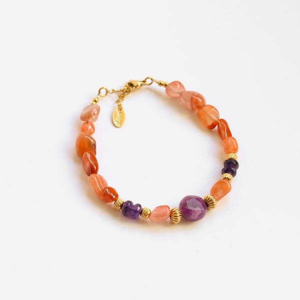 bracelet lépidolite cornaline acier inoxydable