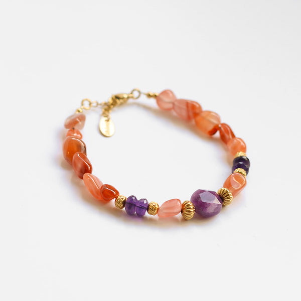 bracelet lépidolite cornaline acier femme