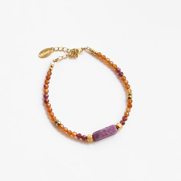 bracelet lépidolite grenat acier bijou