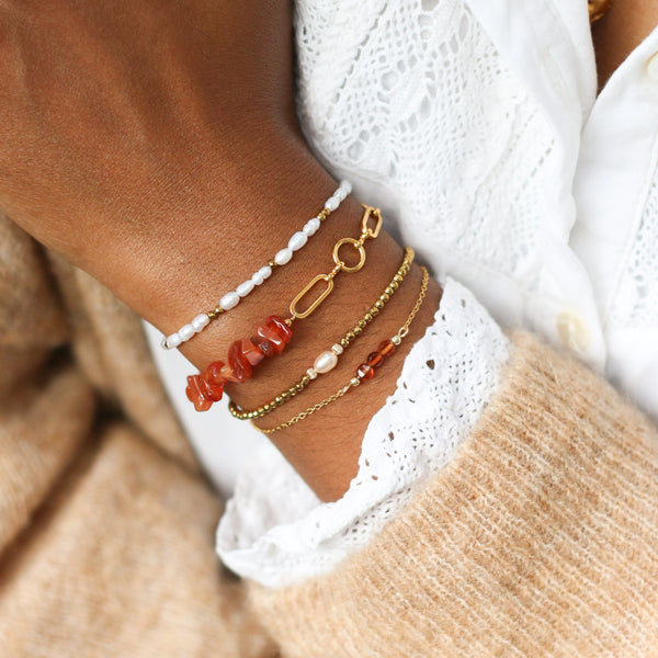 bracelet perle eau douce nacre doré