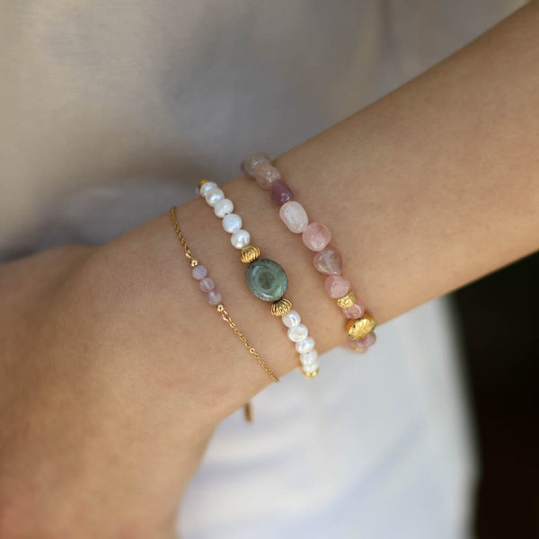 Bracelet Rose Quartz and Golden Eye