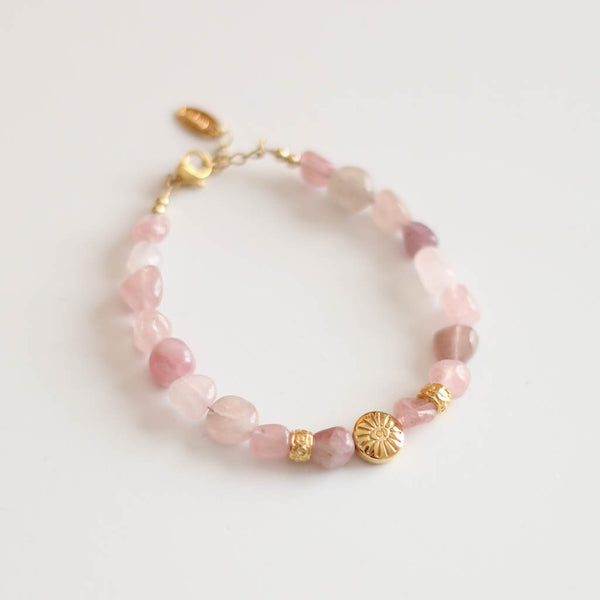 Bracelet Rose Quartz and Golden Eye