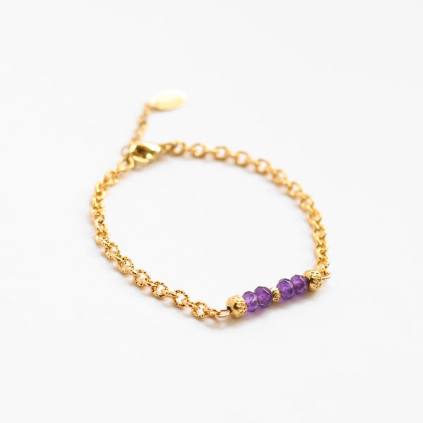 bracelet scintillant dore améthyste cadeau