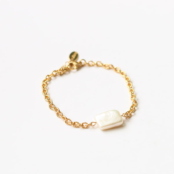 bracelet scintillant dore nacre gemme