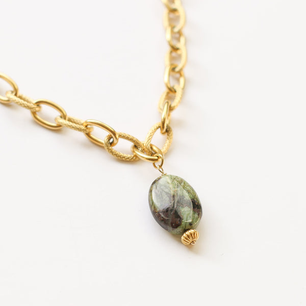 collier court chaine mixte serpentine doré