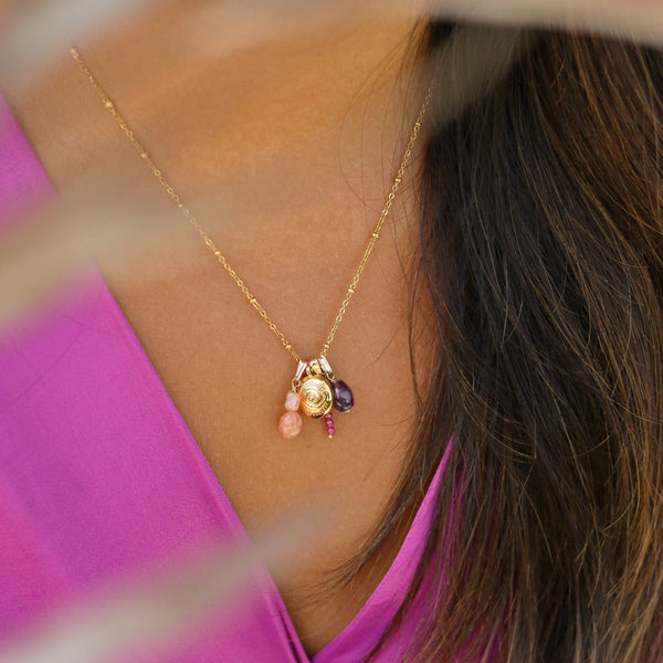 collier œil protecteur fuchsia améthyste créateur