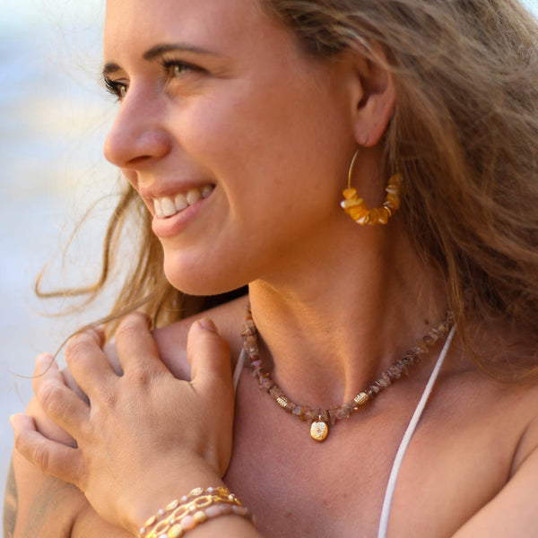 collier quartz rutile soleil acier