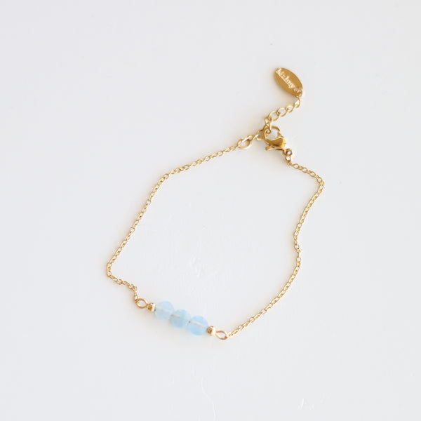 Bracelet 3 perles Aigue Marine