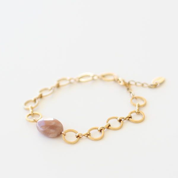 Bracelet rond Pierre de Lune orangée