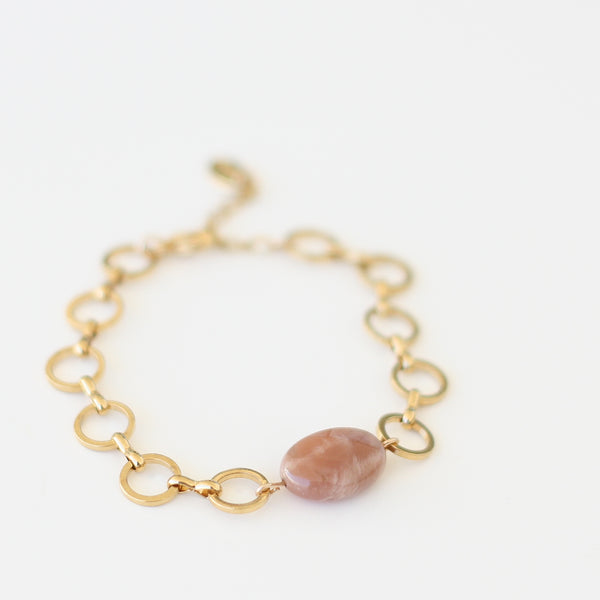 Bracelet rond Pierre de Lune orangée