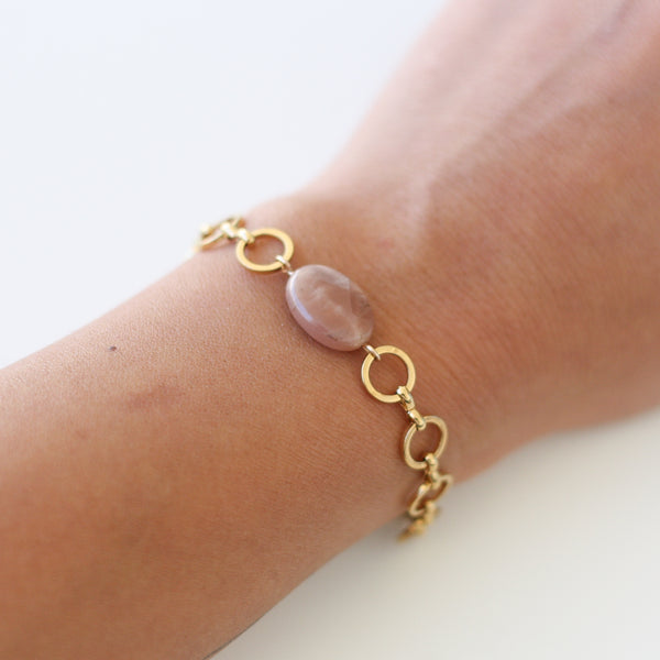 Bracelet rond Pierre de Lune orangée