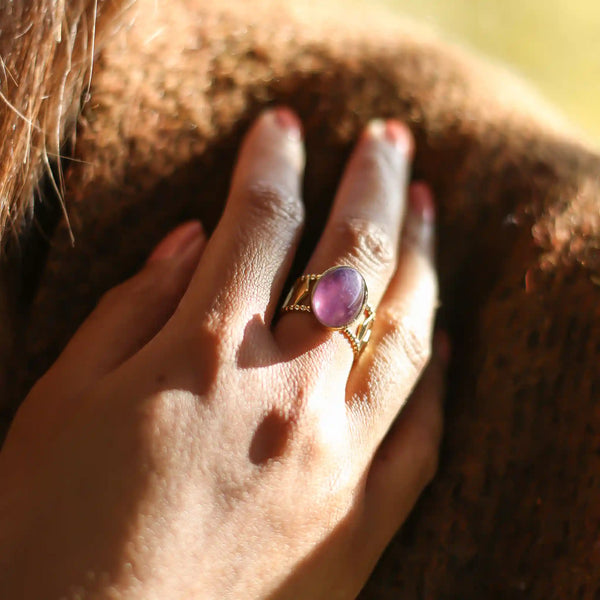 Bague créateur Améthyste Acier inoxydable créatrice