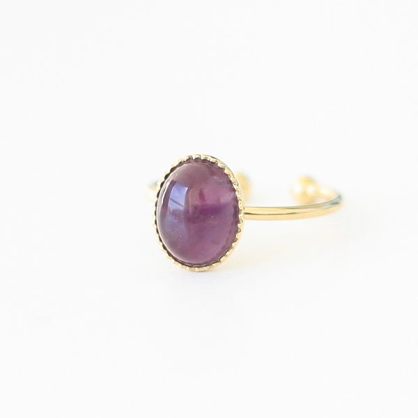 bague créateur améthyste plaqué or face