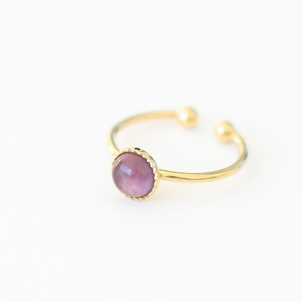 Bague créateur Améthyste plaqué or face