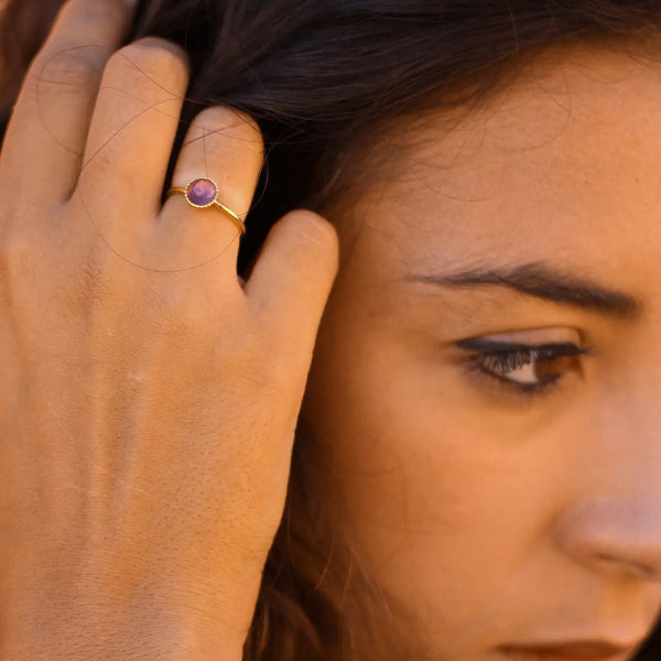 Bague créateur Améthyste plaqué or bijoux