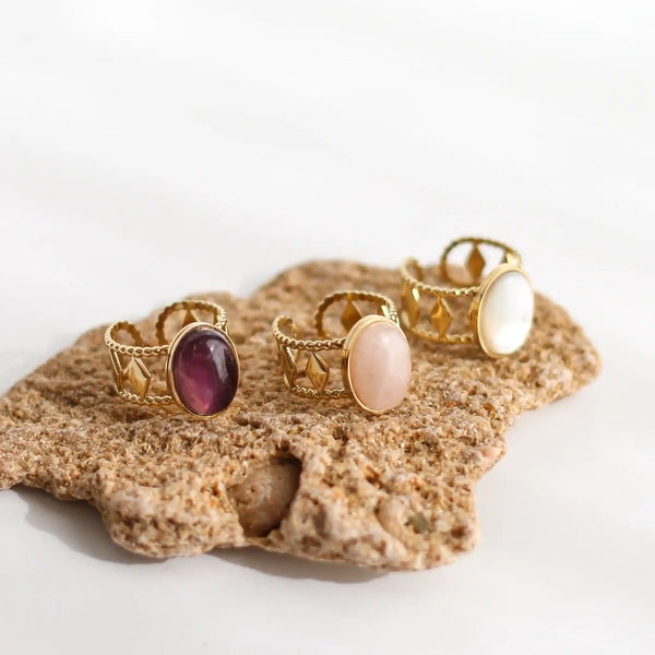 Bague créateur Nacre améthyste quartz rose