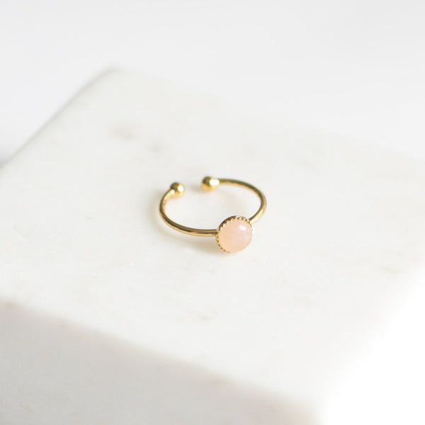 Bague créatrice Quartz Rose plaqué or lithothérapie
