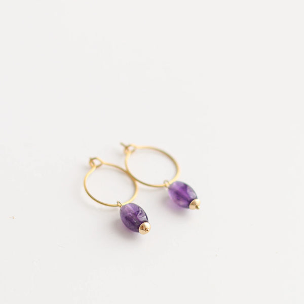 boucles d'oreilles anneau améthyste détails