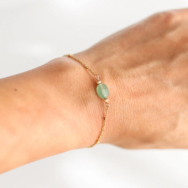 bracelet créateur fin aventurine acier porté