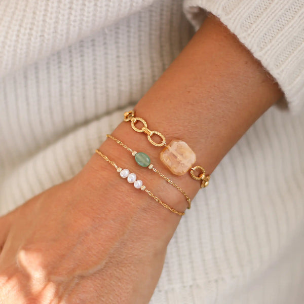 bracelet créateur fin aventurine acier lithothérapie