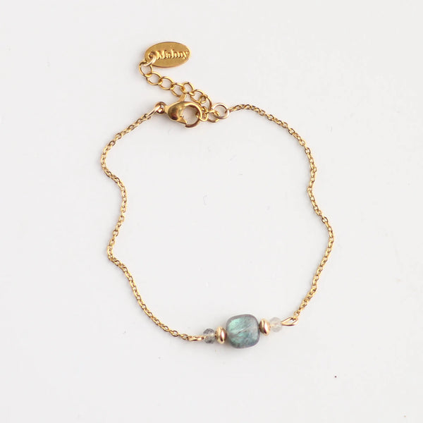 bracelet créateur fin labradorite acier dessus