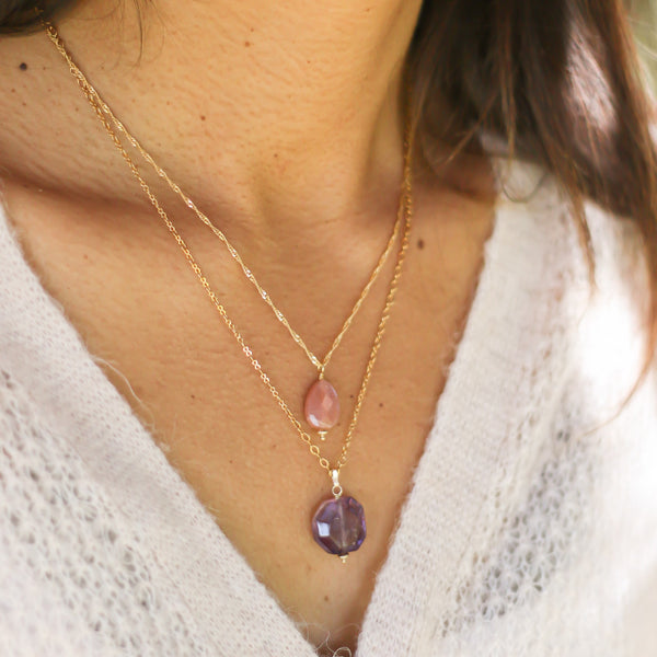 collier pierre de soleil doré lithothérapie