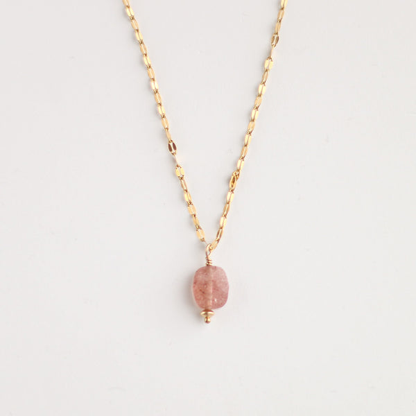 collier acier scintillant quartz fraise face