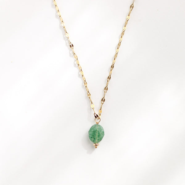 collier chaîne scintillante aventurine acier face