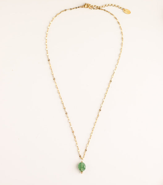 collier chaîne scintillante aventurine acier longueur