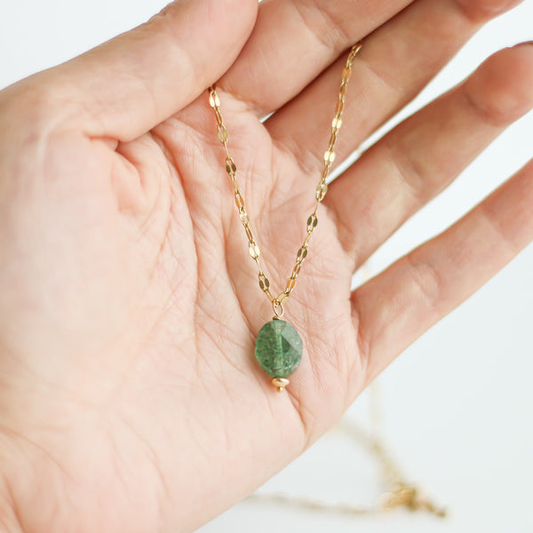collier chaîne scintillante aventurine acier créatrice